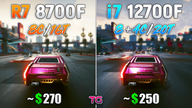 Ryzen 7 8700F vs Core i7 12700F – Test in 9 Games