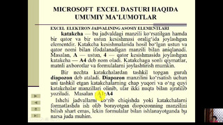 Microsoft excel elektron jadvallar protsessori bilan tanishuv