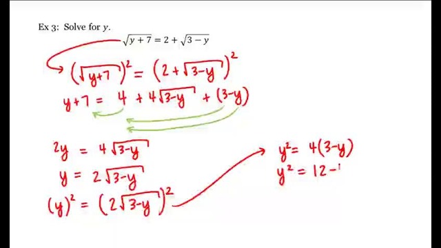 3 – 19 – Solving Equations Involving Radicals (8-41)