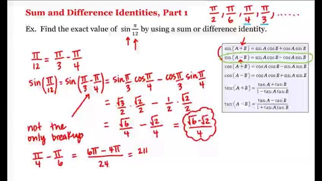 9 – 2 – Sum and Difference Identities, Part 1 (5-25)