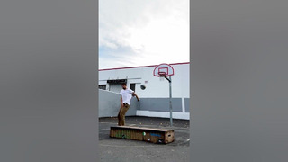 Man Scores Basket While Skateboarding