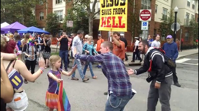 1st Grader Backs Down Homophobe Street Preacher