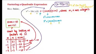 3 – 2 – Factoring a Quadratic Expression (10-22)