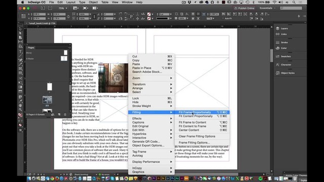 Adobe InDesign. Resizing Image Frames in a Document