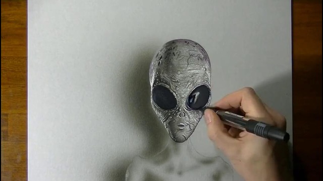 Реалистичное рисование серого пришельца