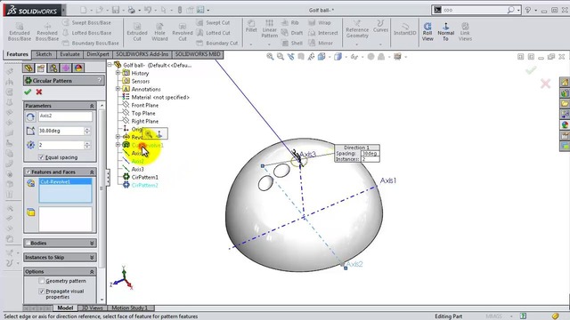 SolidWorks Tutorial #230 – Golf Ball – YouTube