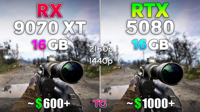 RX 9070 XT vs RTX 5080 – Test in 10 Games | 1440p & 4K