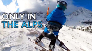 Man Parachutes After Snowboarding Off Cliff | Only In The Alps