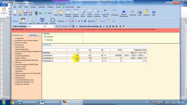 Chiziqli programmalashtirish QM for Windows v5