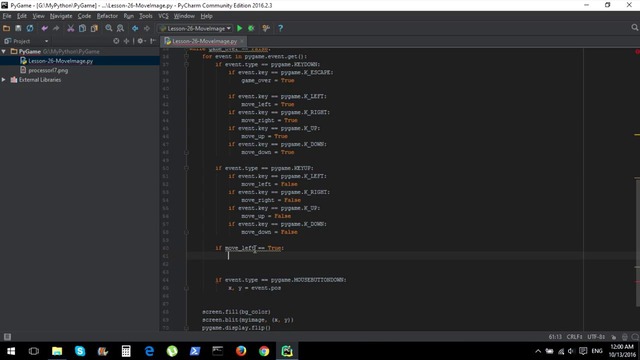 27.Python для Начинающих – PyGame – Управление Картинкой при удерживании