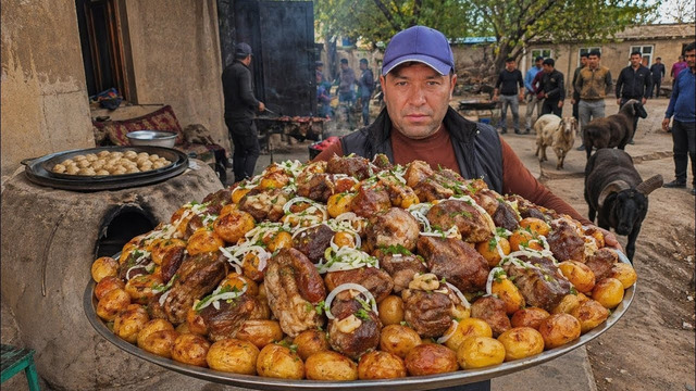 Узбеки едят это Блюдо Через День! Мясо в Казане! Узбекистан