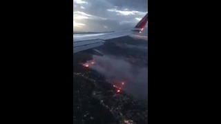 Лесные пожары в Греции – вид из самолета