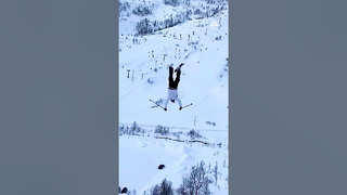 Skier Lands Massive Jump Off Cliff | People Are Awesome #shorts