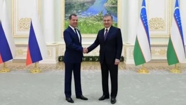 Shavkat Mirziyoyev Dmitriy Medvedevni qabul qildi (30.05.2019)