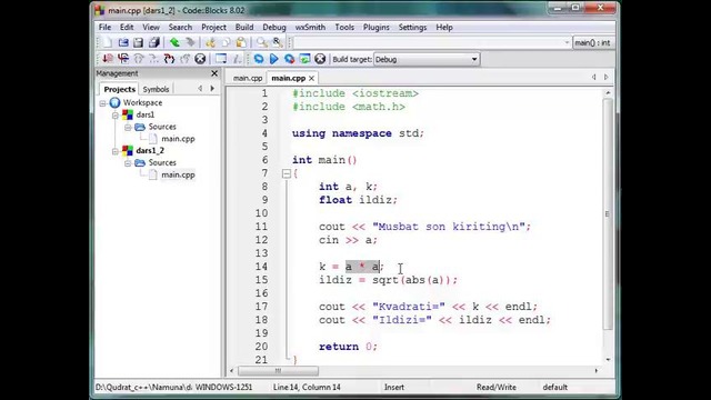 C++da matematik kutubxonadan foydalanish