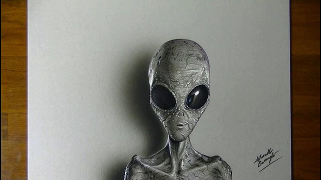 Drawing a Grey Alien – Super speeded up art