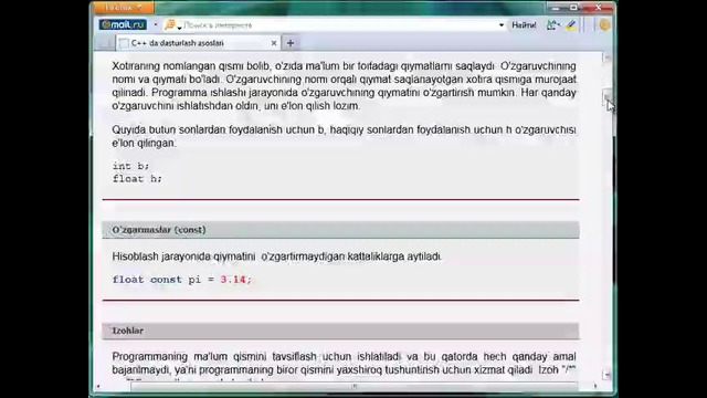 C++ dasturlash tilining asosiy tushunchalari