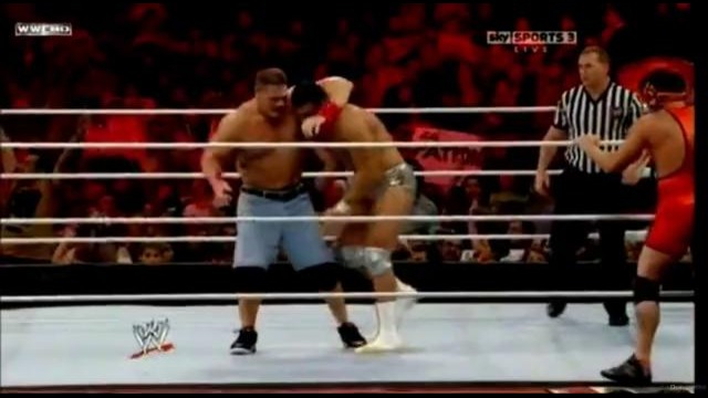 John Cena & Jim Ross vs Alberto del Rio & Michael Cole Raw 17-11-2011