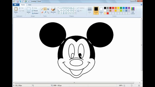 Как нарисовать Микки Мауса в MS Paint