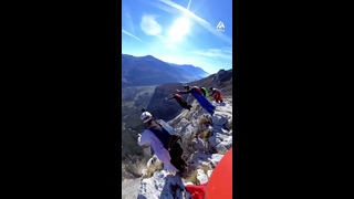 Sledding Off A Cliff & More Epic Wing Suit Flights | Big Air | People Are Awesome #shorts
