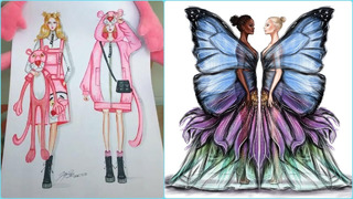 Creative Fashion illustrations compilation! Amazing Art! Clothing designers draw for 10 minutes