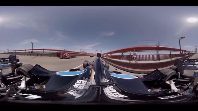 Заезд болидов IndyCar по мосту «Золотые Ворота» показали в панорамном видео