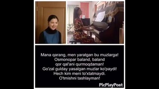«Let it go» in uzbek language with piano accompaniment by one japanese woman