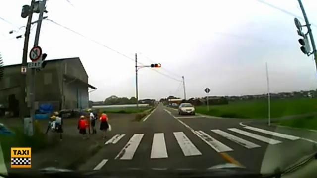 Японские дети переходят через дорогу