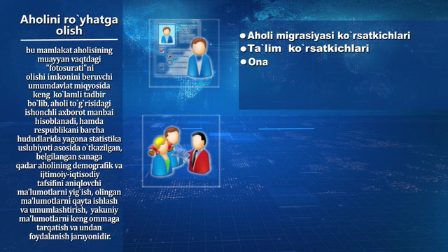 Aholini ro’yxatga olish bo’yicha Demografiya
