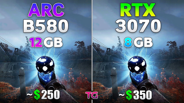 ARC B580 12GB vs RTX 3070 8GB – Test in 10 Games