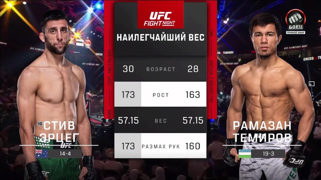UFC Абу-Даби: Стив Эрцег – Рамазан Темиров (Полный Бой)