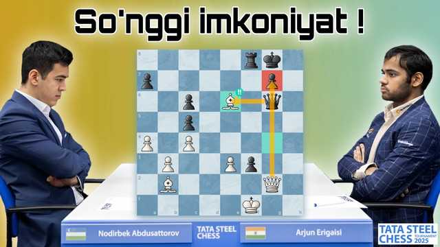 Mag’lubiyatga o’yin! | Erigaisi Arjun vs Nodirbek Abdusattorov | Tata Steel Masters 2025. 12-davra