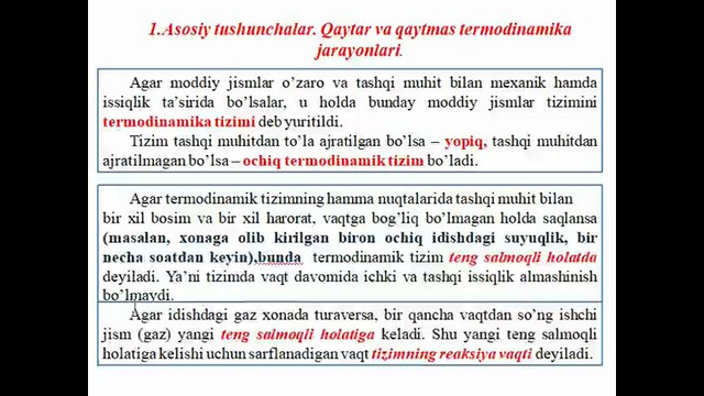 3-mavzi.Termodinamikaning birinchi qonun