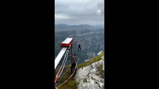 Person BASE Jumps Off Cliff in Norway | People Are Awesome #shorts