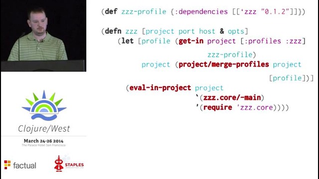 Clojure West 2014 – Nelson Morris – Extending Leiningen to Make it Do What you Want