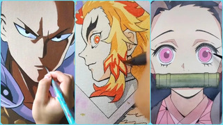 Anime Art! Talented People draw anime characters Naruto, Demon Slayer, One Punch Man, One Piece