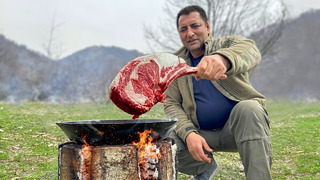 Сочный стейк, приготовленный на финской свече! Дикая кухня в горах Азербайджана