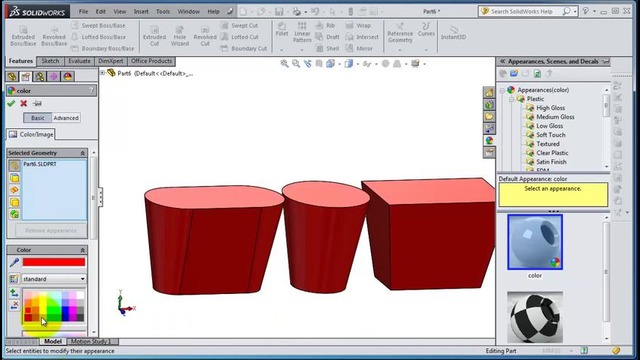 25SolidWorks 2014 Tutorial 25 – Change appearance