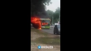 В Ташкенте сгорел автобус