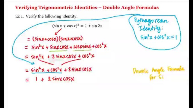 9 – 6 – Verifying Trigonometric Identities – Double Angle Formulas (7-20)