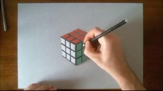 Рисование реалистичного кубика Рубика / Drawing and coloring Rubiks Cube 3d illusion