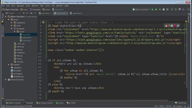 Django Tutorial for Beginners – 28 – Creating a Base Template