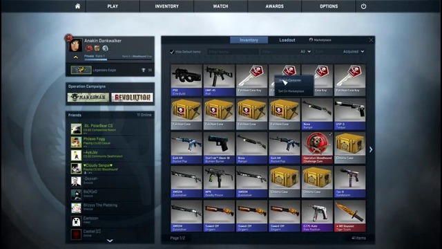 Falchion case opening + trade up (new operation)