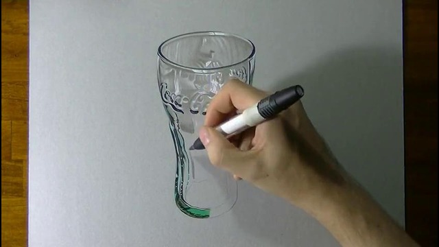 Рисование реалистичного стакана Coca-Cola / Drawing realistic glass Coca-Cola