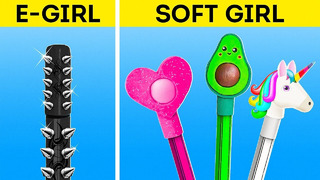E-girl vs Soft Girl School Crafts Хорошие и плохие школьные лайфхаки