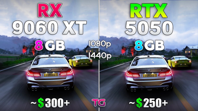 RTX 5050 8GB vs RX 9060 XT 8GB – Test in 10 Games | 1080p & 1440p