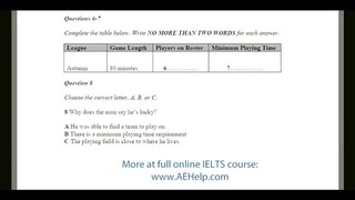 IELTS Listening Section 1 Practice Example with Answer Key