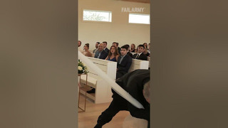 Father Stumbles on Bride’s Veil