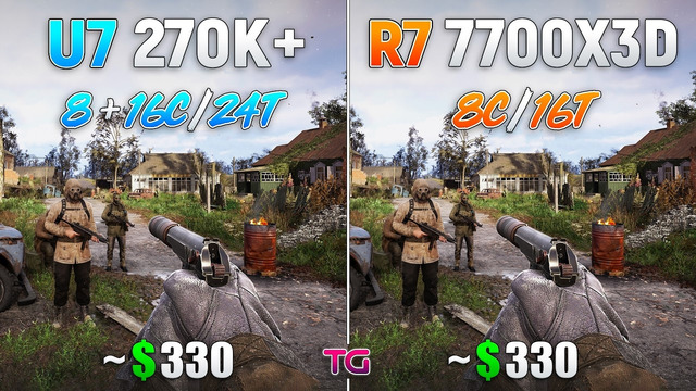 Ryzen 7 7700X3D vs Ultra 7 270K Plus – Test in 10 Games