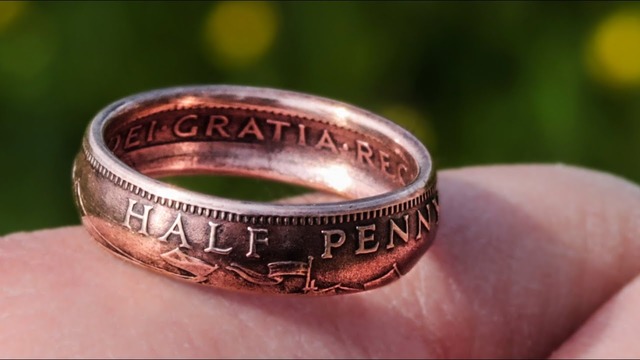 Изготовление кольца из британской медной монеты 1959 года